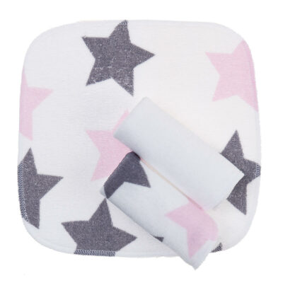 Zewi-Waschtuchset Sterne grau/rosa