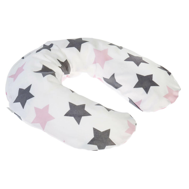 Bezug zu Baby-Lagerungskissen Sterne grau/rosa